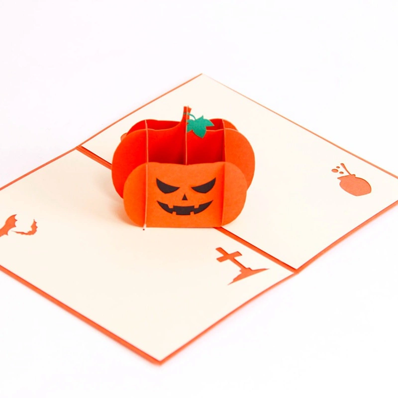 Vintage Halloween Day All Saints&prime; Day 3D Pop up Gift Cards Origami Kirigami Pumpkin Greeting Cards Postcards Paper