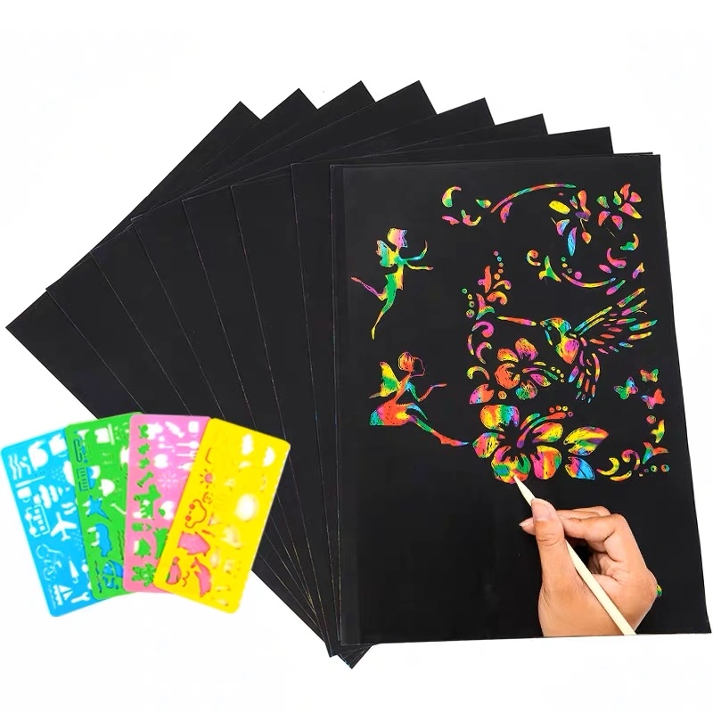 Stationery Scratch-off Art Paper Magic Drawing Set Black Scratch It off Art Crafts