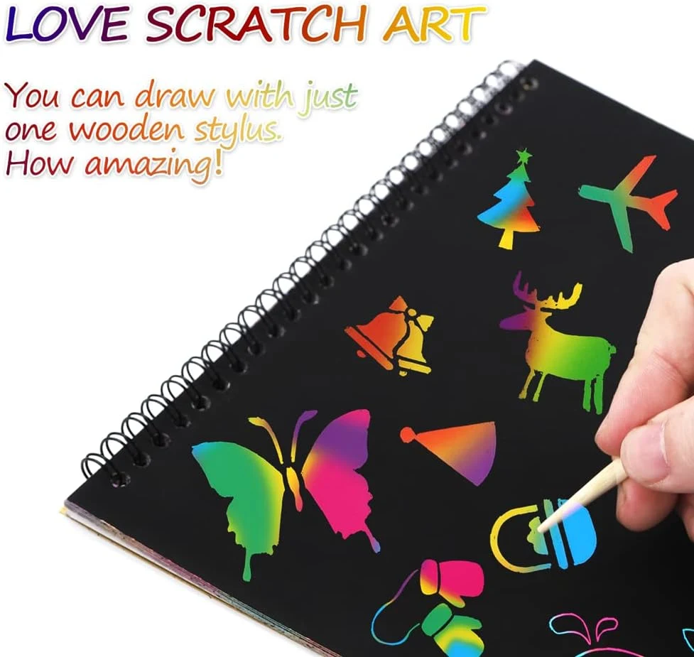 Stationery Scratch-off Art Paper Magic Drawing Set Black Scratch It off Art Crafts