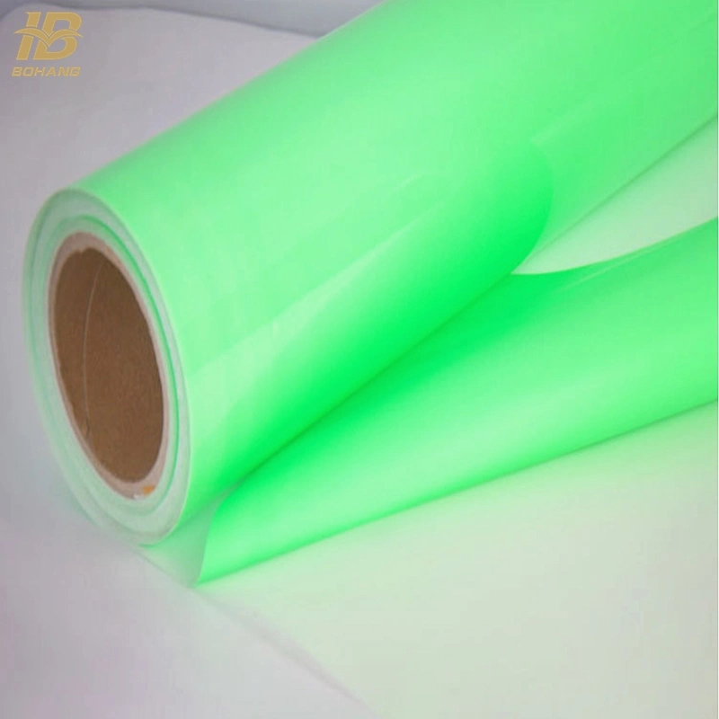 High Brightness Neon Fluorescent PU Heat Transfer Glow in The Dark Vinyl Paper