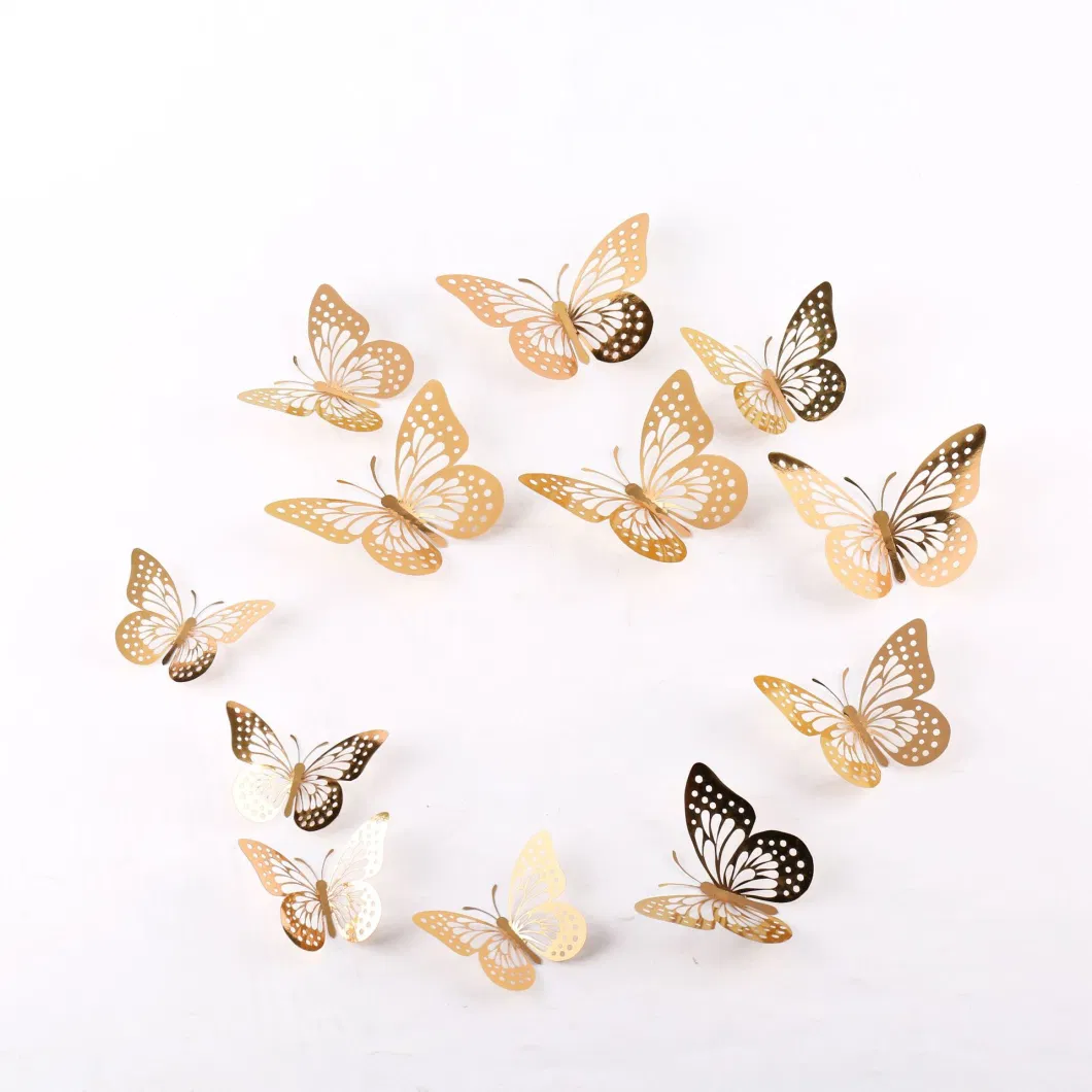 Hot Sale 3D Hollow Paper Butterfly Gold Decor Wall Sticker