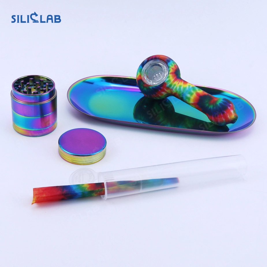 Metal Tray Smoking Pipe Tobacco Bowl Herb Grinder Pre Roll Rolling Paper Smoking Kit