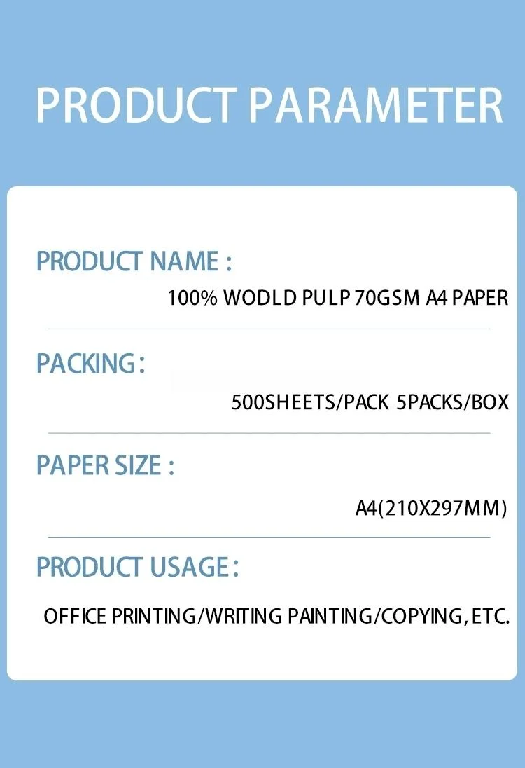 A4 Printing Paper Directly Supplied by The Manufacturer 70g 80g Copy Paper Office Paper Children&prime;s Origami Pure Wood Pulp White