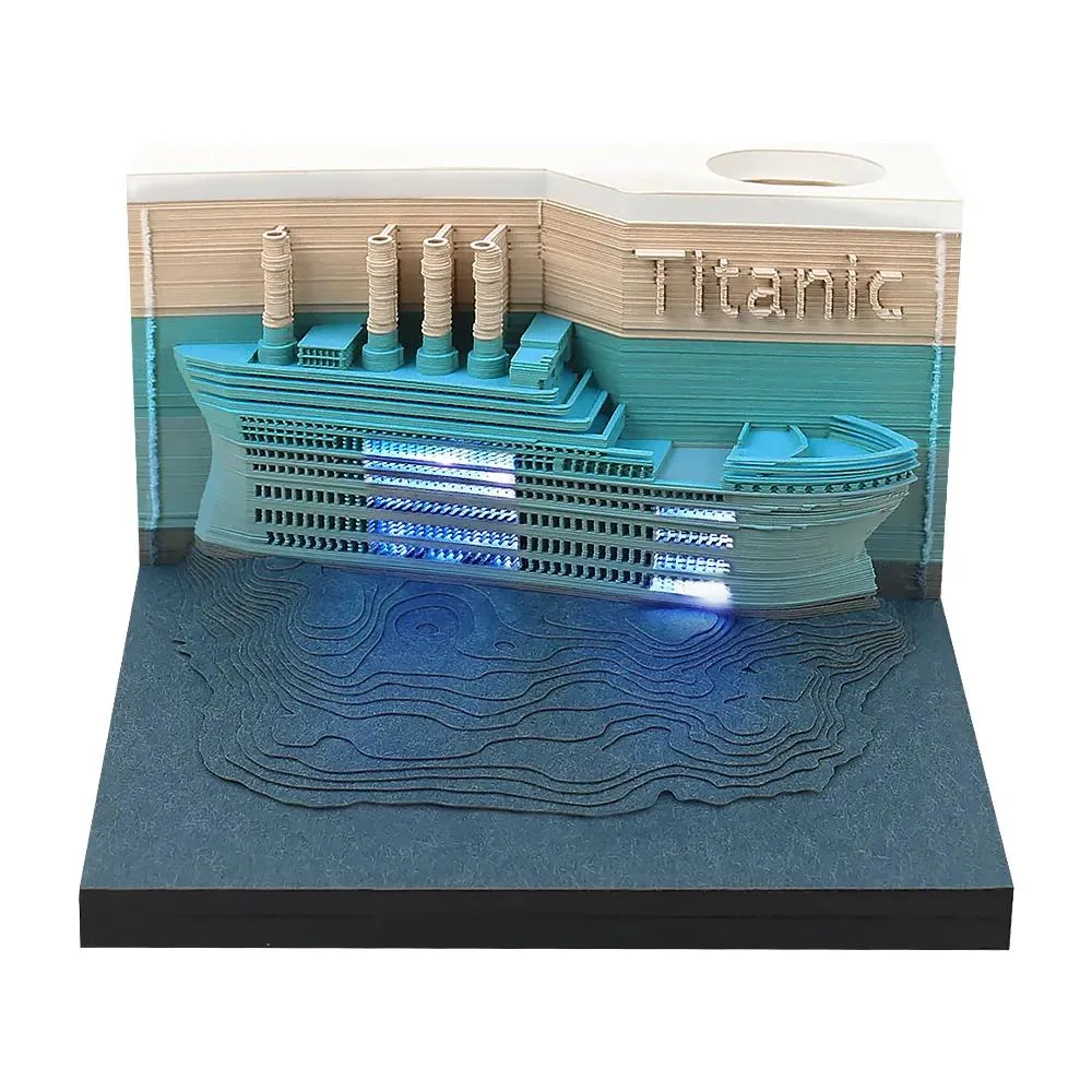 Customized Creative Business Craft Gift Paper Carving Note Paper Desktop Decoration Titanic 3D Memo Pad