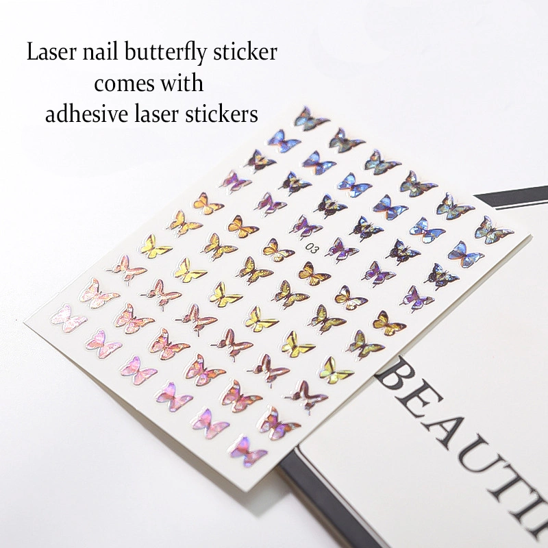 Cross-Border Explosive Nail Stickers Simulation Laser Butterfly Stickers Ins Wind 3D Stickers Waterproof Nail Stickers Cute Butterfly Nail Stickers