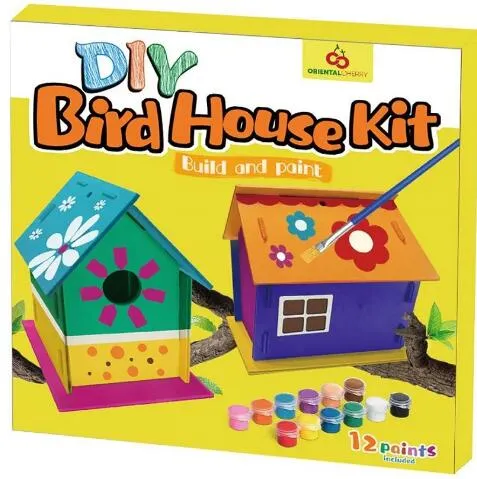 Crafts for Kids Ages 4-8 Wooden Arts 2pack DIY Bird House Kit and Paint Bird House (Includes Paints &amp; Brushes) Wooden Arts for Girls