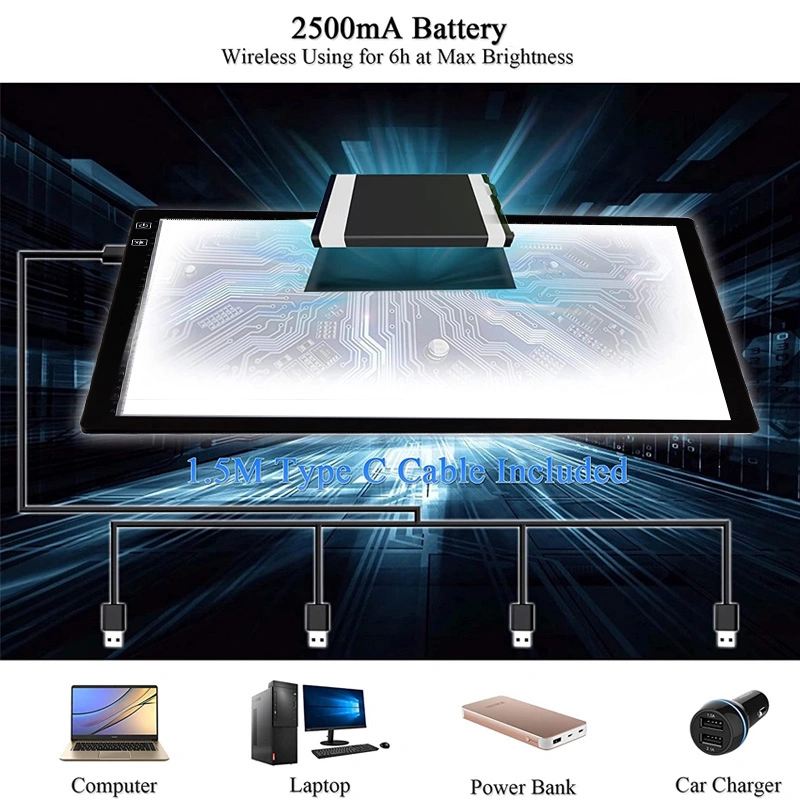 A3 Size Battery Wireless Acrylic Tracing Drawing Board Tattoo LED Light Box Light Pad