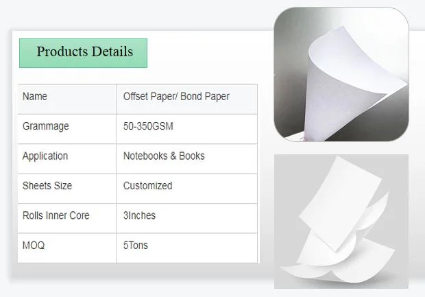 Top-Quality Offset Printing Paper White Color Bond Paper 90g 120g