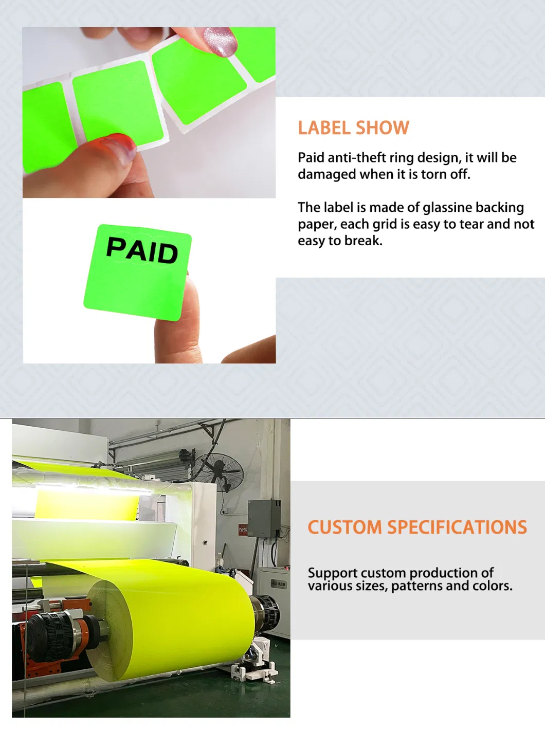 Thermal Self-Adhesive Label Material Paid Anti-Theft Fluorescent Thermal Paper