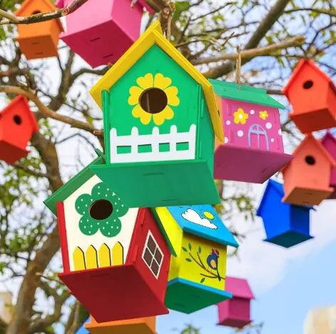 Crafts for Kids Ages 4-8 Wooden Arts 2pack DIY Bird House Kit and Paint Bird House (Includes Paints &amp; Brushes) Wooden Arts for Girls