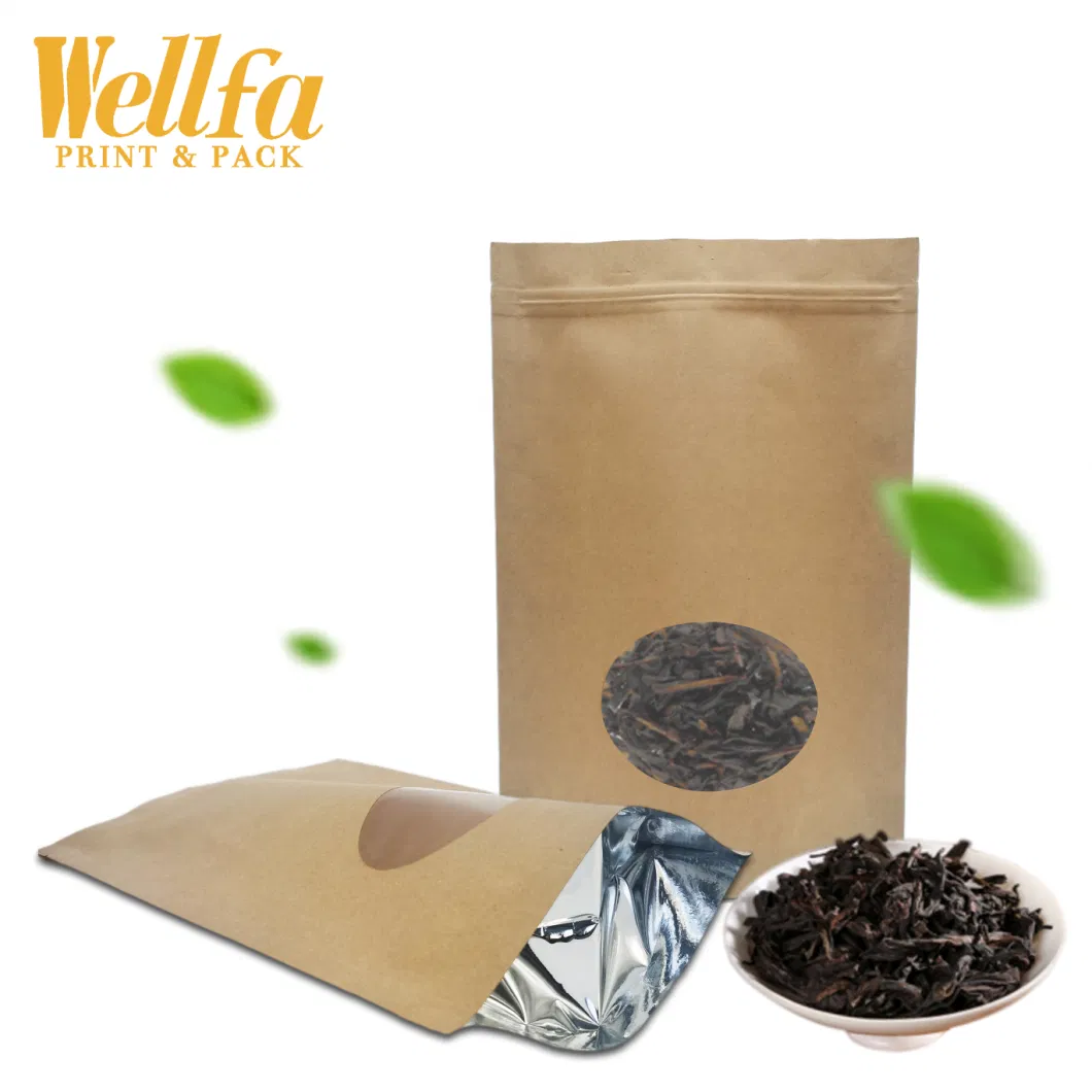 OEM Craft Paper Bag Tea Food Packaging Doypack Kraft Paper Zip Lock