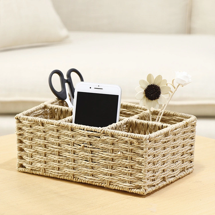 Factory Directly Sale Paper Rope Hand-Weaving Display Storage Basket