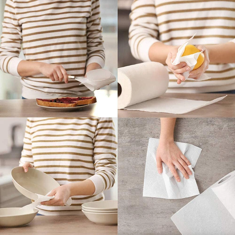 Disposable Absorbent Wood Towel Roll Kitchen Paper with Nice Pattern Emboss