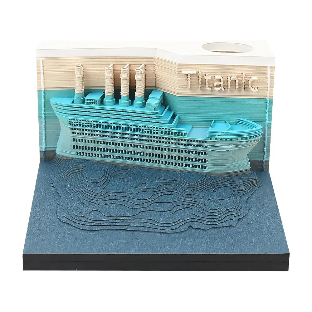 Customized Creative Business Craft Gift Paper Carving Note Paper Desktop Decoration Titanic 3D Memo Pad