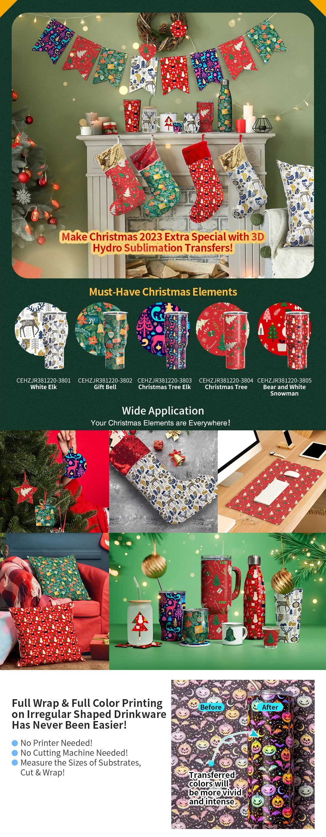 Bestsub Hydro Sublimation Christmas Tree Transfer Paper Roll