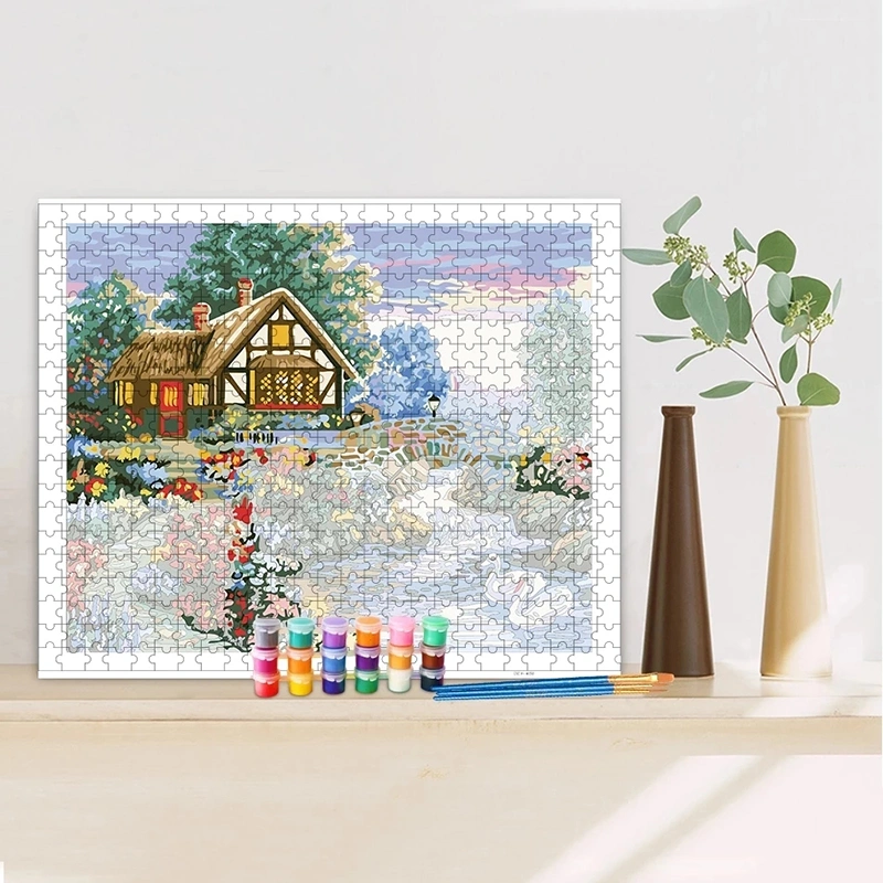 Jigsaw Puzzles 1000 Pieces The Rural Scenery Paper Painting Art Puzzles Toys for Adults Kids Family Games