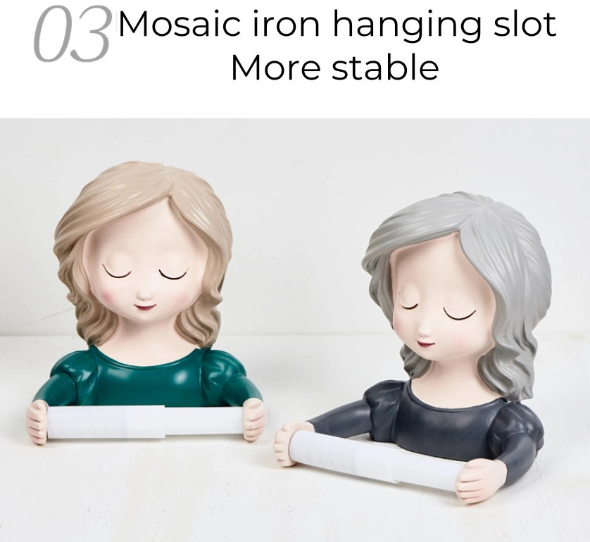 Long Hair Girl Toilet Paper Holder Towel-Hanging Resin Crafts