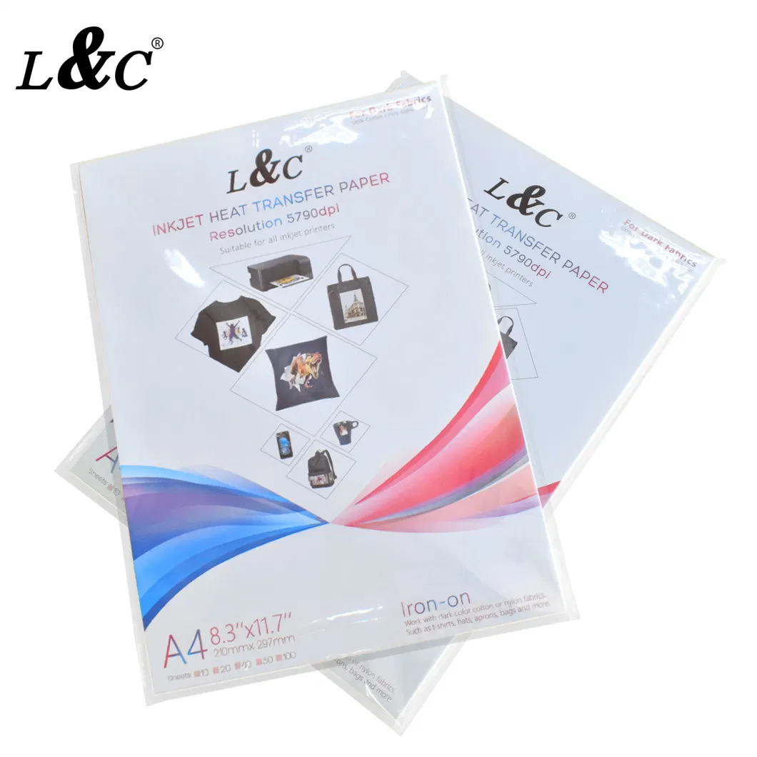 L&C Wholesale A4 Size Transfer Paper Transparent Heat Transfer Paper for Dark Fabric Tshirt