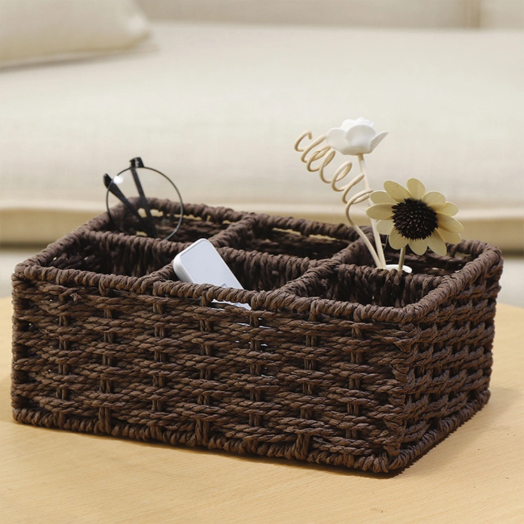 Factory Directly Sale Paper Rope Hand-Weaving Display Storage Basket