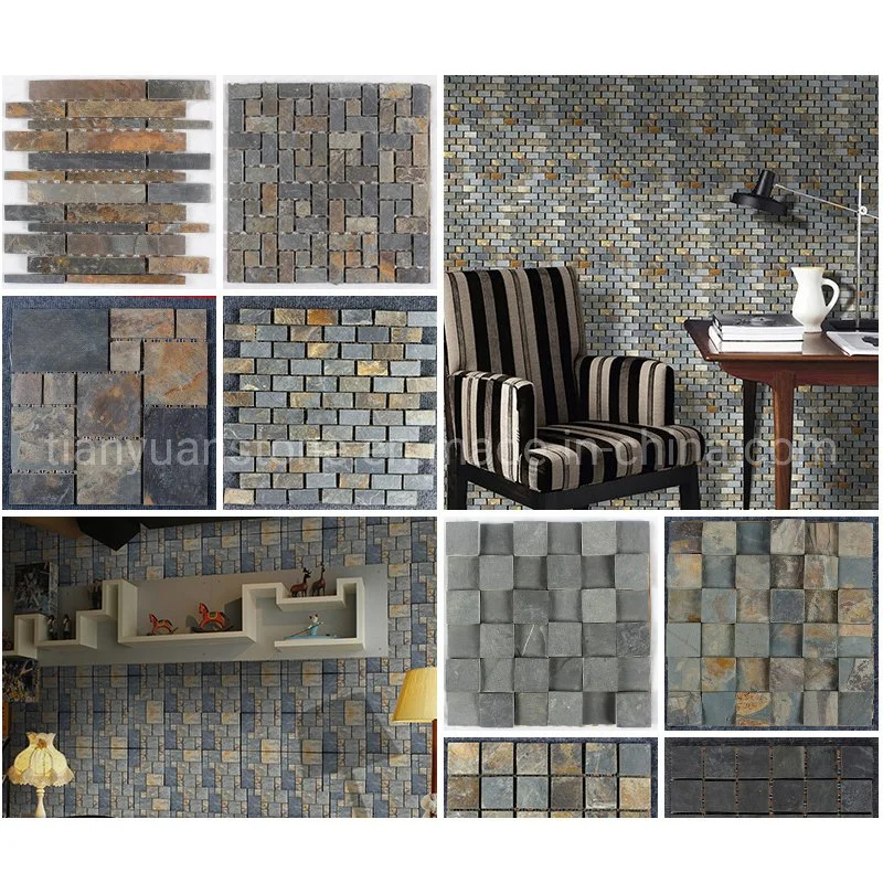 Mesh Rusty Slate Mosaic Tiles for Wall/Flooring