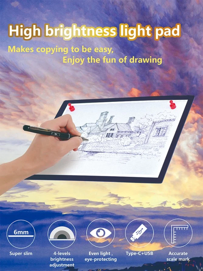 Magnetic A3 A4 Ultra Slim USB Charge LED Drawing Children Copy Board Tracing Paper Pad