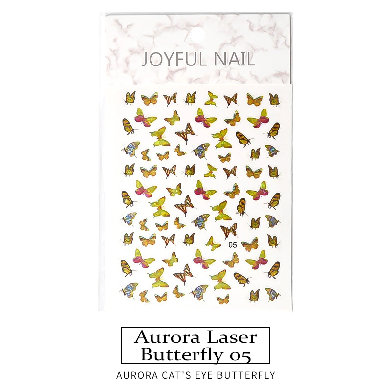 Cross-Border Explosive Nail Stickers Simulation Laser Butterfly Stickers Ins Wind 3D Stickers Waterproof Nail Stickers Cute Butterfly Nail Stickers