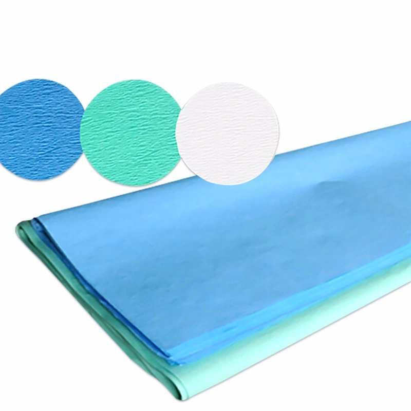 Medical Sterilization Crepe Paper for Steam Eo Sterilization Crepe Wrapping Paper Green/Blue/White Color