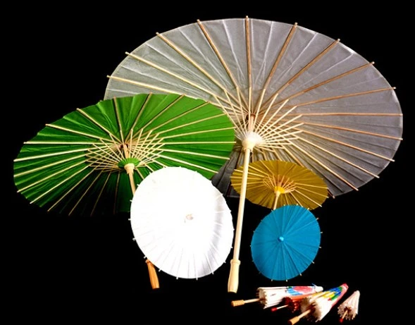 White Oil Paper Wood Umbrella Kids DIY Painting Drawing Promotional Crafts Umbrella