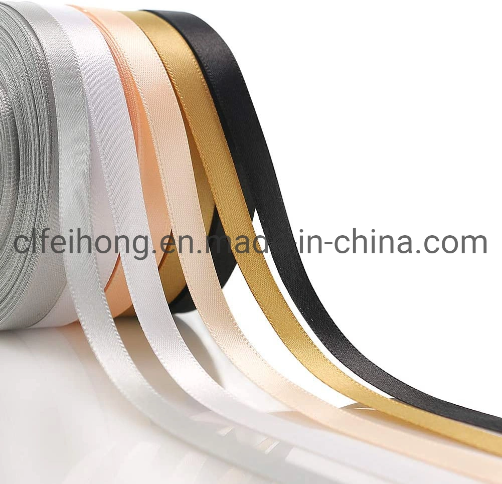 Factory Hot Sale 100% Polyester Satin Ribbon with Double/Single Face/Side Grosgrain, Organza Taffeta Ribbon for Decoration/Gifts/Wrapping/Xmas Box