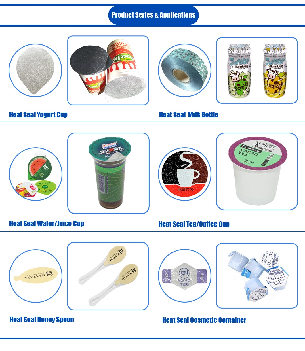 Food Packaging Aluminum Lidding Film Sealing Plastic Cup