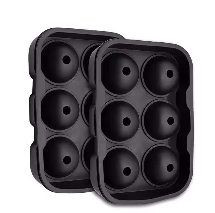 6-Hole Food Grade Silicone Ice Cube Ball Eco-Friendly Home Whiskey Ice Cream Tool Mold