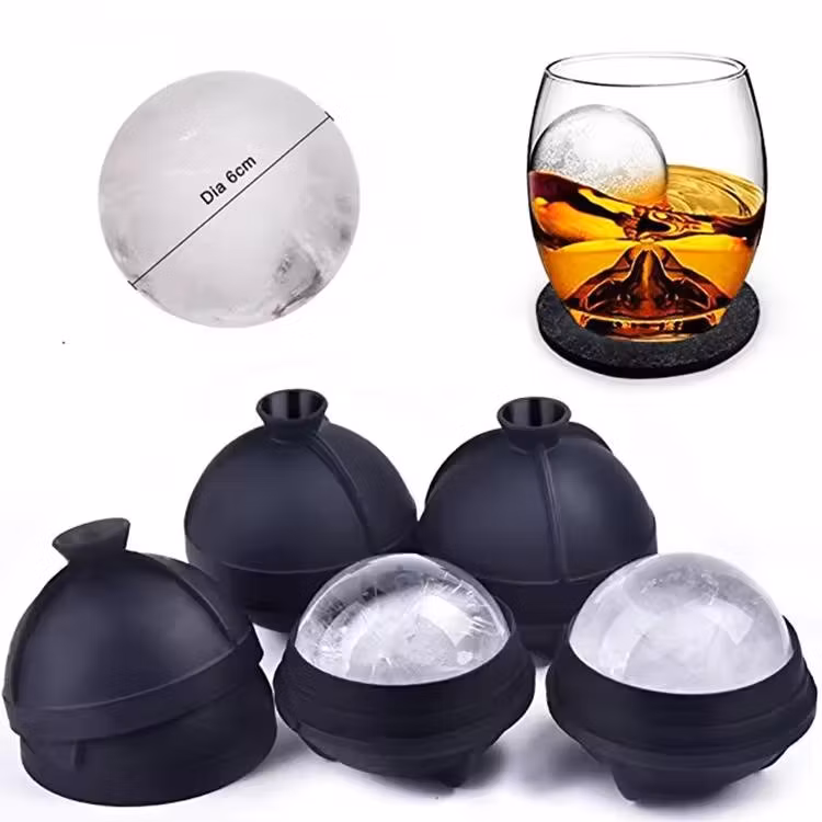 6-Hole Food Grade Silicone Ice Cube Ball Eco-Friendly Home Whiskey Ice Cream Tool Mold