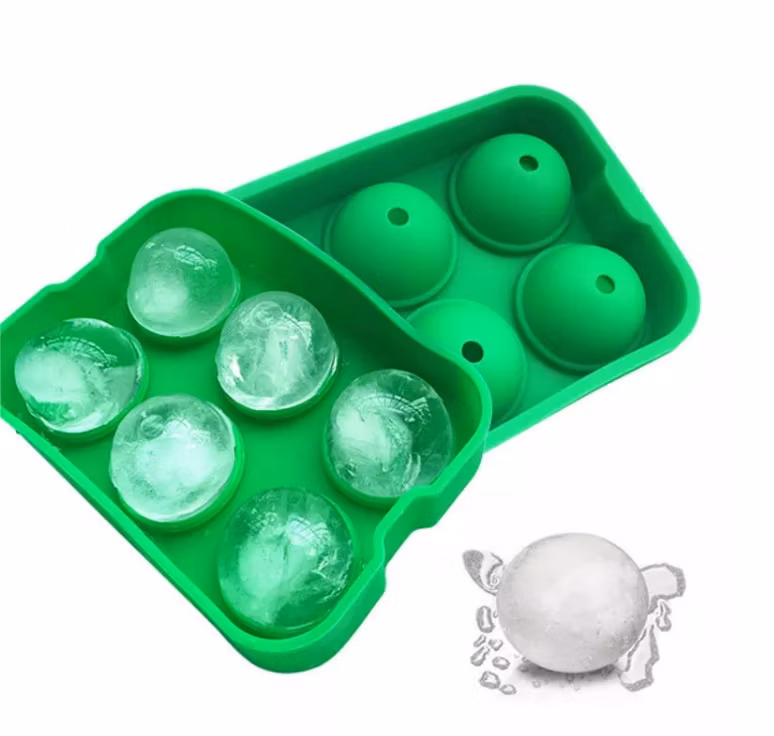 Reusable Whiskey Ice Mold 6 Ball Ice Cube Tray Silicone Ice Cube Molds with Lid