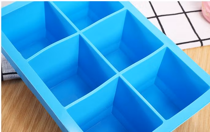 Customed 6 Cavaty Food Grade Silicone Ice Cube Tray