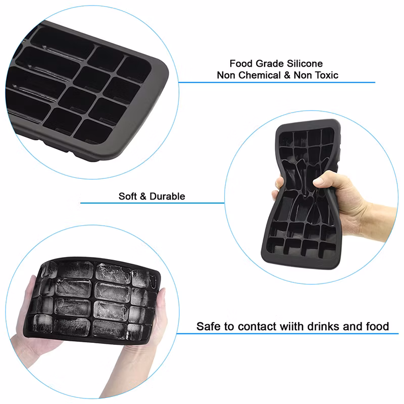 BPA Free Stackable Custom Reusable 24 Cavity Mould Silicone Ice Cube Tray with Lid
