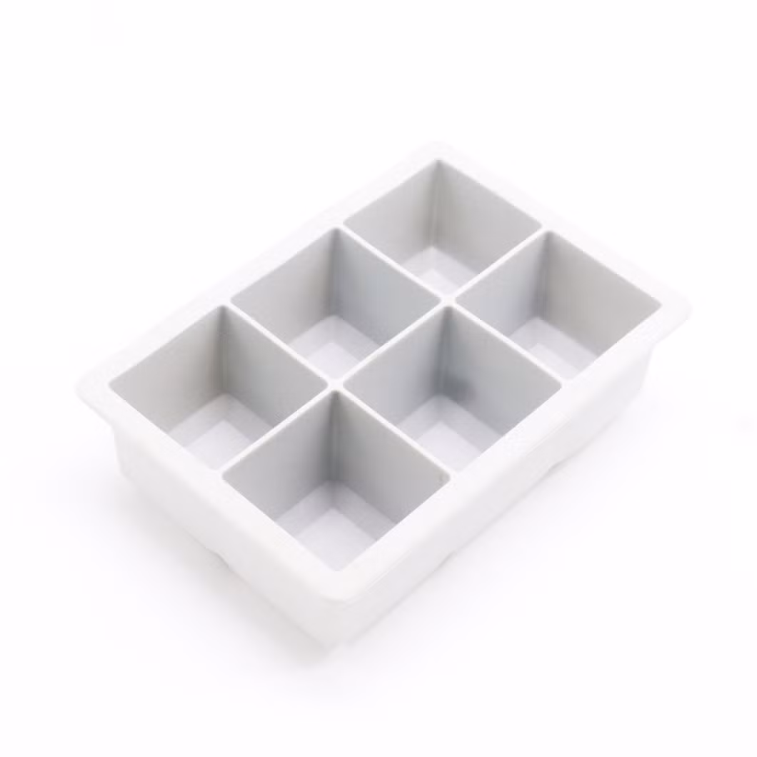 Flexible 6 Cavity Ice Cube Square Molds for Whiskey and Cocktails