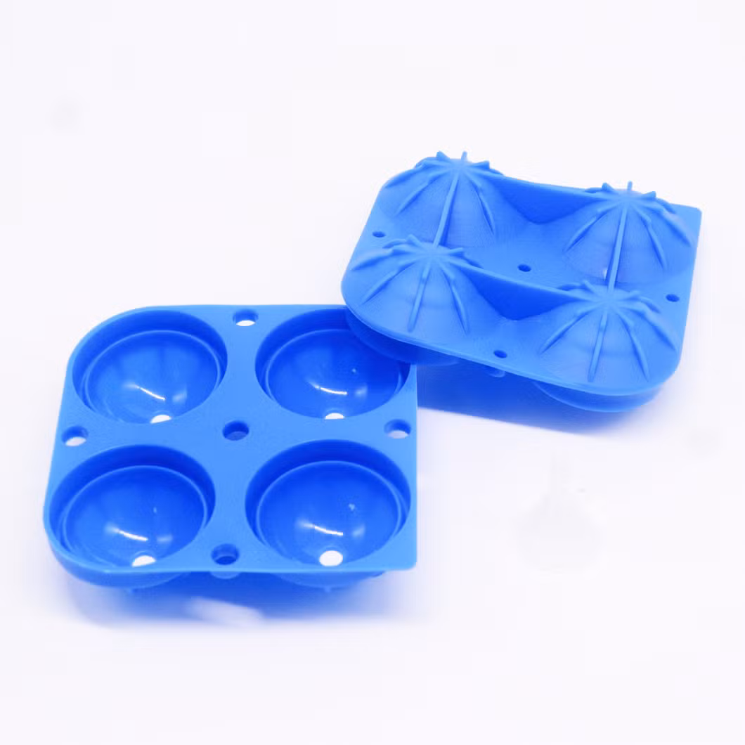 Large 100% Silicone Round Sphere Ice Ball Mold with Individual Lid Cover for Cocktail Whiskey