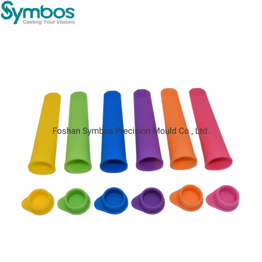 BPA Free Food Grade Multifunctional DIY Cartoon Silicone Trays Ice Cube Mold Popsicle Cream Mould with Lids Sticks