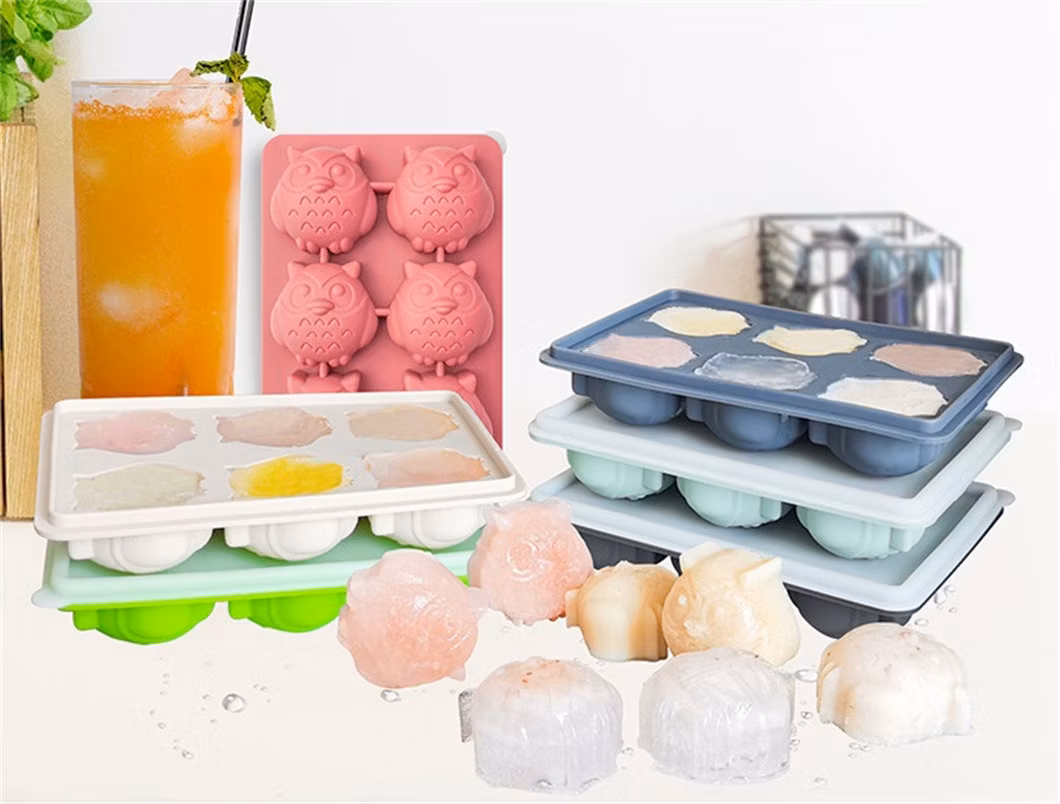 China Manufacturer 6 Cells FDA Rubber Silicone Oval Shape Ice Cube Tray