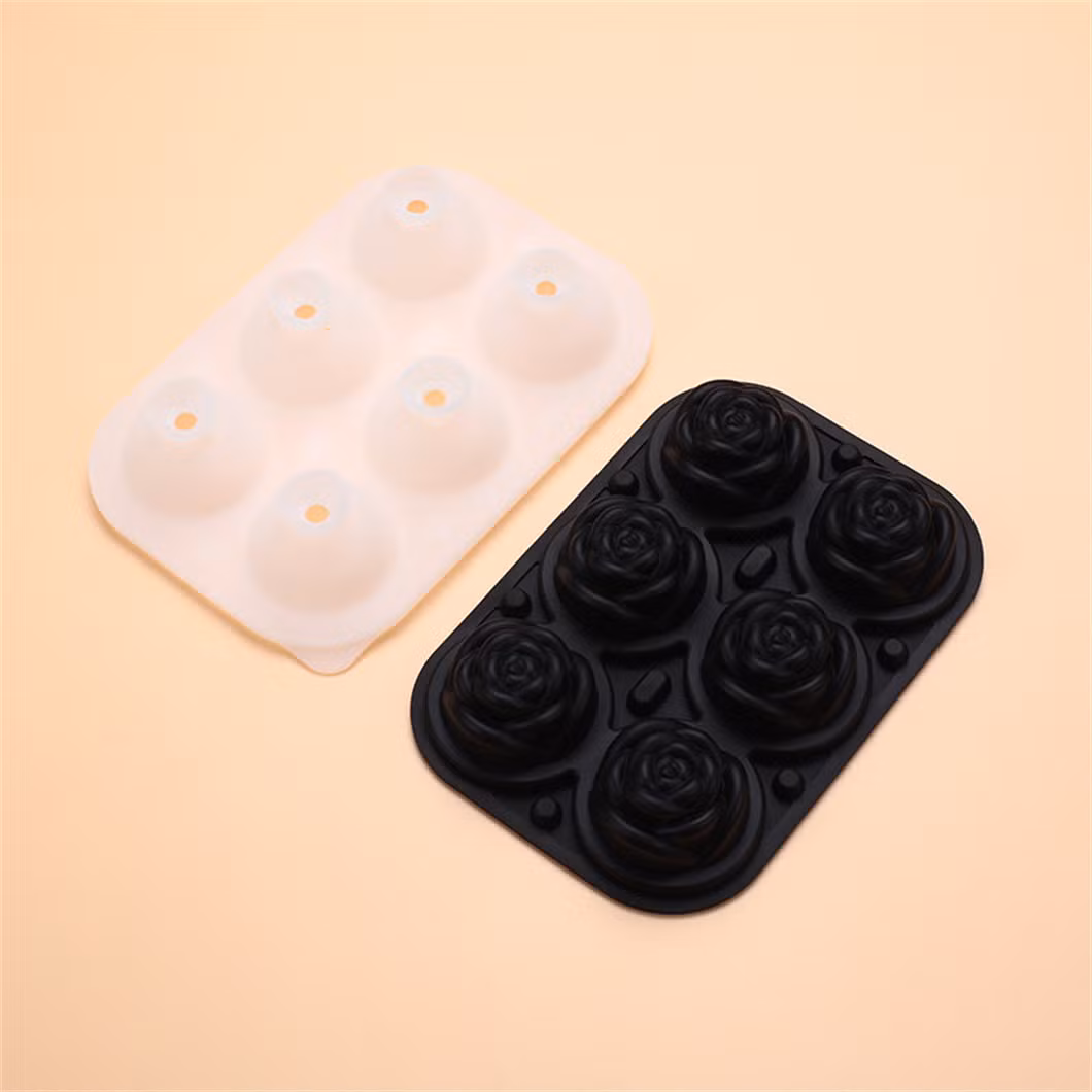 Custom Rubber FDA Mold 6 Cells Rose Ice Cube Tray