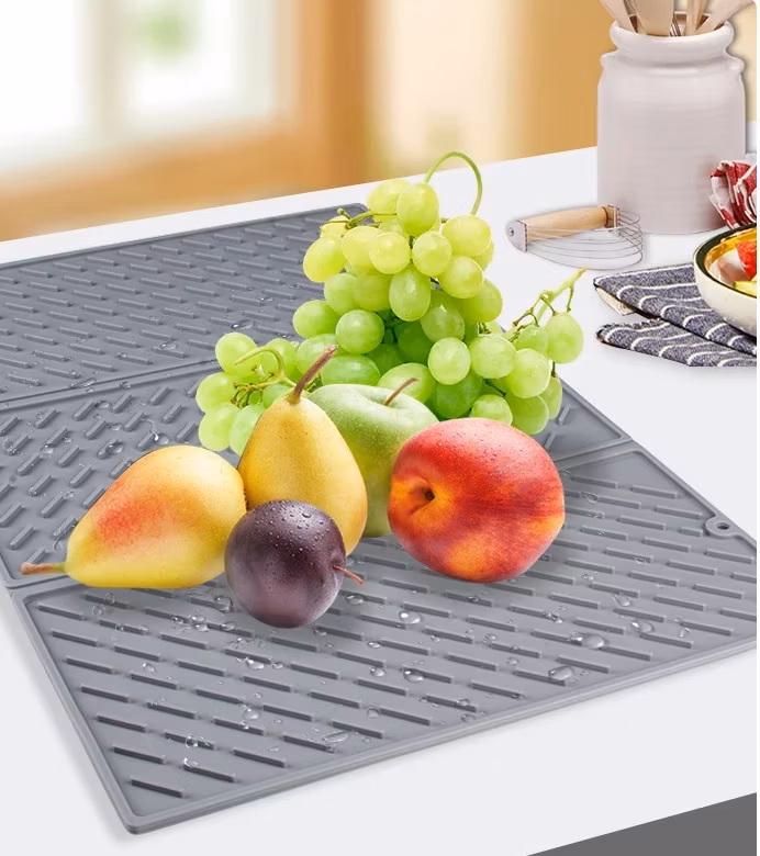 Folding Kitchen Silicone Dish Drying Heat Resistant Mat Durable Silicone Dish Drying Pad