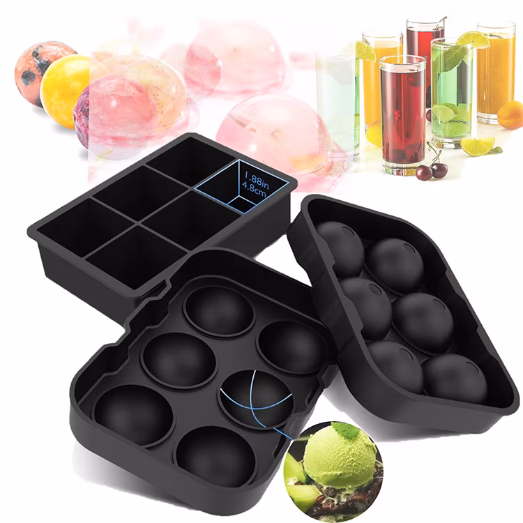 High Quality BPA Free 6 Cavity Silicone Ice Cube Maker Mold Tray