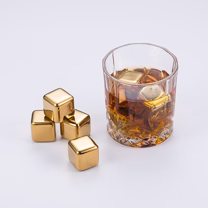 Hot Sell Metal Chilling Reusable Whiskey Stones Stainless Steel 304 Ice Cube Rocks with Tongs for Bar Win