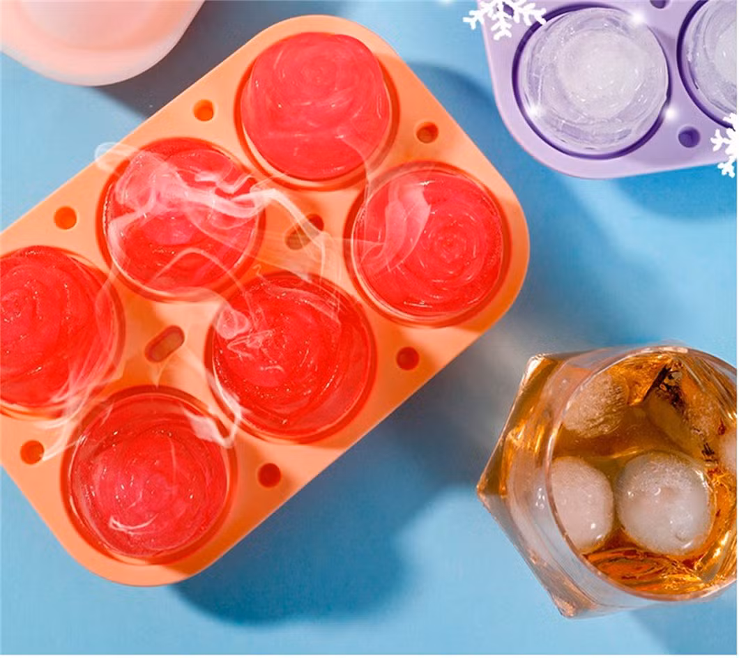 Custom Rubber FDA Mold 6 Cells Rose Ice Cube Tray