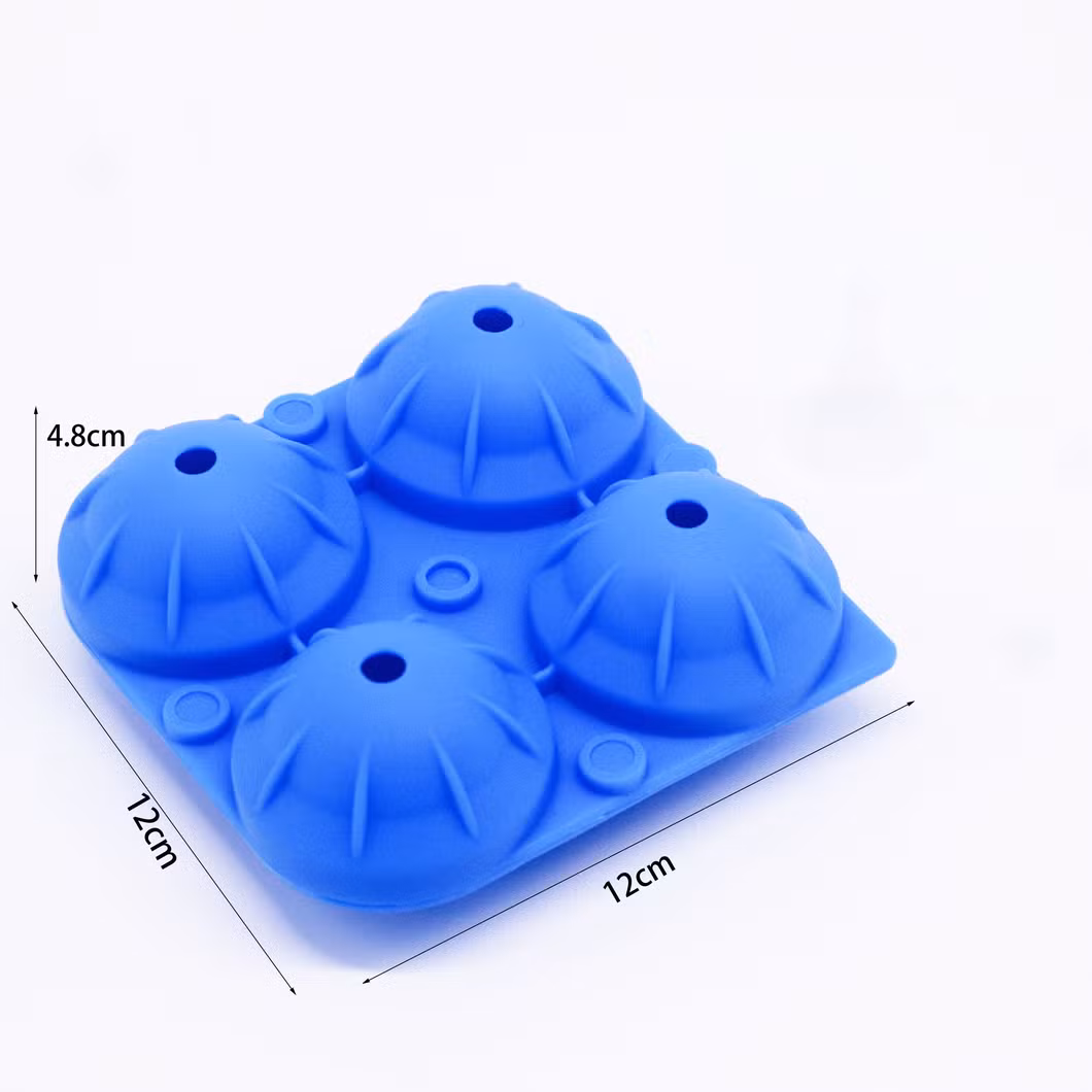 Large 100% Silicone Round Sphere Ice Ball Mold with Individual Lid Cover for Cocktail Whiskey