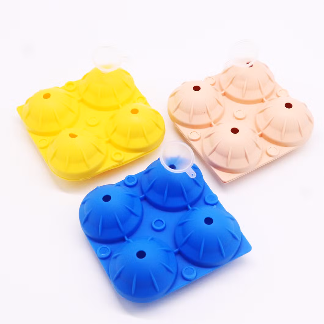Large 100% Silicone Round Sphere Ice Ball Mold with Individual Lid Cover for Cocktail Whiskey