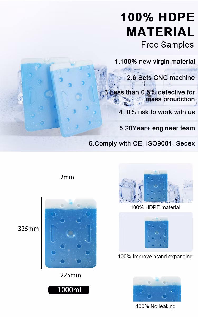 Reusable Food Grade Plastic Ice Cube Trays for Freezer Cooling Gel Ice Pack