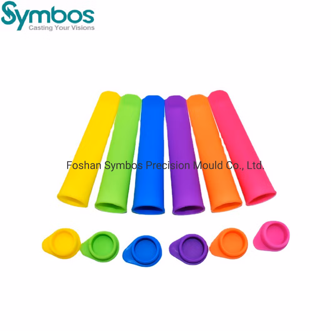 BPA Free Food Grade Multifunctional DIY Cartoon Silicone Trays Ice Cube Mold Popsicle Cream Mould with Lids Sticks