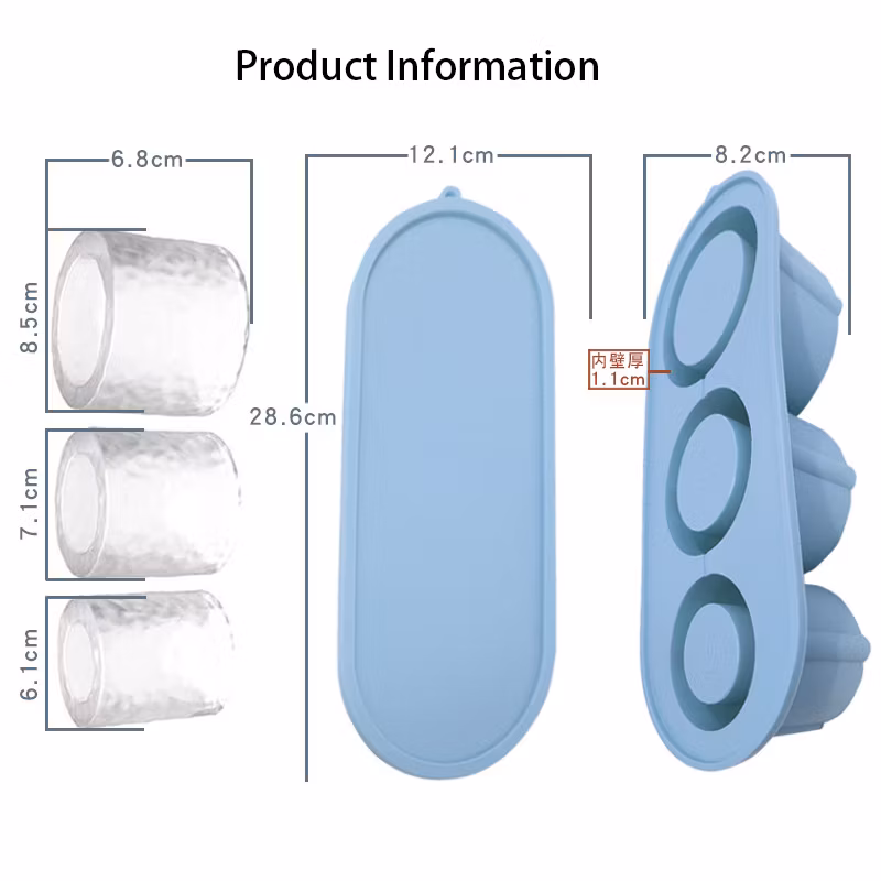 Hot Selling Food Grade Silicone Ice Cube Tray Soft Silicone Ice Molds with Ice Mold Anti-Spill Removable Lid