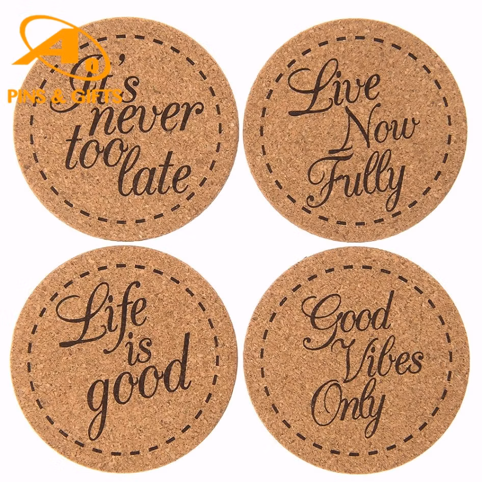 Square Bamboo Cork Kitchen Accessory Walnut Beech Wooden Tea Cup Wholesale PVC Placemat Banboo Wood Coaster Tablemat